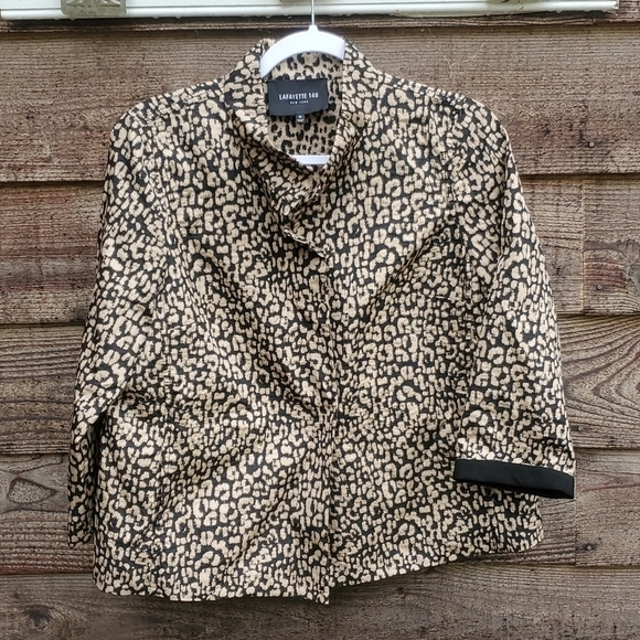 Lafayette 148 New York Jackets & Blazers - Lafayette 148 New York Leopard Jacket Medium Mandarin Collar Career